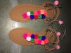 Handmade Classic Beautiful Flat Colorful Pompom Sandal