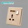 British Standard plastic brushed plate wall socket with 2 USB port OEM