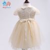 Amigo7seven Wholesale Bowknot Baby Girl's Dress Summer Sleeveless Yarn Flower Children princess Dress 6-24m