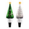 Bottle stopper laser engraving snowflake green Christmas tree /acrylic tree inside water globe light led wine stopper