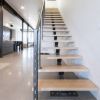 Modern Single Stringer Straight Stair/Staircase with wooden Treads Design