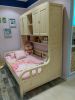 OEM Space Saving Wardrobe Bed Pine Wood Natural Color Cot