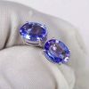 White Gold Oval Tanzanite Gem Stud Earrings for Women Wedding Jewelry ( KE002WHITE)