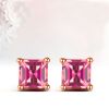 Rose Gold Princess Ruby Stud Earrings Women Fine Jewelry (KE003PINK)