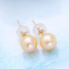 AAA Round 6.5mm Natural Freshwater Pearl 18K Yellow Gold Earrings(E20180102)