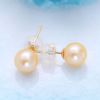 AAA Round 6.5mm Natural Freshwater Pearl 18K Yellow Gold Earrings(E20180102)