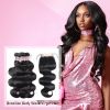 LollyHair 9A Brazilian Virgin Hair Weave Bundles Deals Body Wave Human Hair Extensions 300g with 4*4 Lace Closure Hair