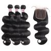 Lolly Body Wave Human Hair 3 Bundles Extensions with 4*4 Lace Closure