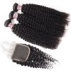 Lolly 9A Virgin Kinky Curly Hair Extensions Bundle with 4*4 Lace Closure 