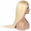 Malaysian Blonde #613 Full Lace Human Hair Wigs Silky Straight Remy Hair Middle Part with Bleached Knots Hand Tied