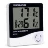 LCD display digital temperature humidity meter, temperature hygrometer with clock HTC-1