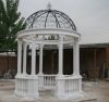 Carved marble column gazebo garden sculpture gazebo with metal dome top