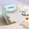 Blue Flower paper packaging Cake Box , luxury Pink Flower Birthday Cake Gift Box with handle