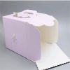 Blue Flower paper packaging Cake Box , luxury Pink Flower Birthday Cake Gift Box with handle