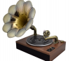 Factory supply Classic Antique gramophone record player, retro phonograph with big horn speaker