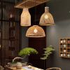 modern chinese banboo rattan weaving chandeliers