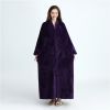 Ladies Zip Fleece Waffle Long Dressing Gown Fluffy Towelling Bathrobe Sleepwear 