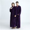 Ladies Zip Fleece Waffle Long Dressing Gown Fluffy Towelling Bathrobe Sleepwear 