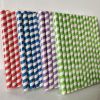 12*197mm Tall Solid Black Stripe Paper Straws Eco Friendly Recycled