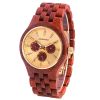 Men's Wooden Watch Luminous With 3 Eyes Butterfly Buckle 3 Atm Water Resistant Japan Movt. Quartz Watch Custom Logo