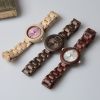 Custom Logo Wooden Case Japan Movement Butterfly Clasp Women Wooden Watch 