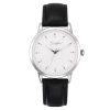 OEM Water Resistant Stainless Steel Case Leather Strap Super Thin Swiss Ronda Movement Couple Watch