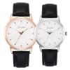 OEM Water Resistant Stainless Steel Case Leather Strap Super Thin Swiss Ronda Movement Couple Watch