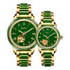 OEM luxury automatic mechanical jade watches with CZ stones for men and women