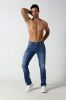 Men's Straight slim denim jeans with rips and distressed