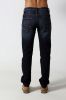 Men's straight stretch denim jeans with 3D whisker and 3D crinkle