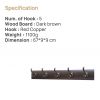 Greatim GT-CH009 Trench Coat Rack, 5 Double Prong/ Red Copper Hooks