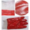 Professional chemical resistant cotton interlock full coated red PVC with knitted wrist glove