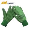 ABC SAFETY Green Cotton Canvas Drill Gloves PVC Dots Palm &amp; Straight or Wing Thumb.