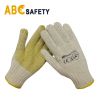 ABC SAFETY  Natural cotton string knitted Yellow pvc dots safety work gloves 