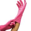 DDSAFETY Director Factory Cheap price pink spray flock maximum grip fish-scale pattern dishwashing car cleaning Â household latex glove