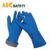 Blue Latex Household Gloves with Silver Straight Cuff Custom Logo Dish-Washing Cleaning