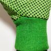ABC SAFETY Green Cotton Canvas Drill Gloves PVC Dots Palm &amp; Straight or Wing Thumb.