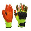 HI-VIS 13 G polyester impact gloves with orange nitrile palm