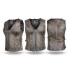 Ladies Light Brown Antique Genuine Cow Hide Leather Waist Coat/Vest with Waist Straps