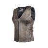 Ladies Light Brown Antique Genuine Cow Hide Leather Waist Coat/Vest with Waist Straps