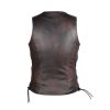 Ladies Dark Brown Antique Genuine Cow Hide Leather Waist coat/Vest