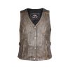 Ladies First Quality Light Brown Antique Genuine Cow Hide Leather Waist coat/Vest with Side Straps