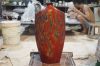 Lacquer flower vase, Gold mosaic and eggshell on lacquer background - Bat Trang Olympia 