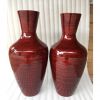 Red tall spun bamboo floor vase