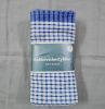 Hotel Kitchen Tea Towel Cotton Linen Plain Dish Towel Restaurant Napkin Duster Cloth Blue with White Dice