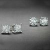 Sterling Silver Stud Earrings Cubic Zirconia Round Men Women 2PC CZ Earrings Set