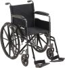 Drive Medical SSP118FA-SF Silver Sport 1 Folding Transport Wheelchair with Full Arms and Removable Swing-Away Footrest, Black