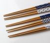 Non Slip Chopsticks Made of Bamboo Japanese Traditional Pattern 22.5cm 5 PCS Set Made in Japan