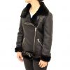 Sheepskin Leather Jacket With Side Zip & Belt