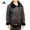 Sheepskin Leather Jacket With Side Zip & Belt